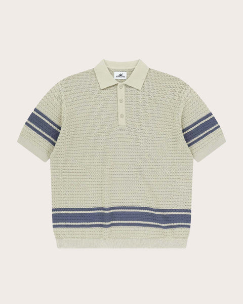 Sunlove Border Crochet Knit Golf Polo Shirt Beige | Soft Hands Club UK