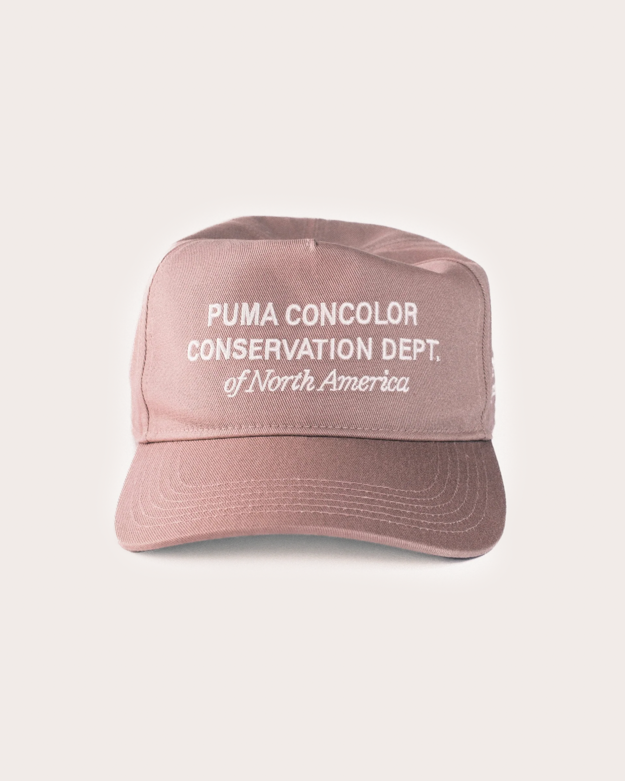 Pink cap with text on a white background