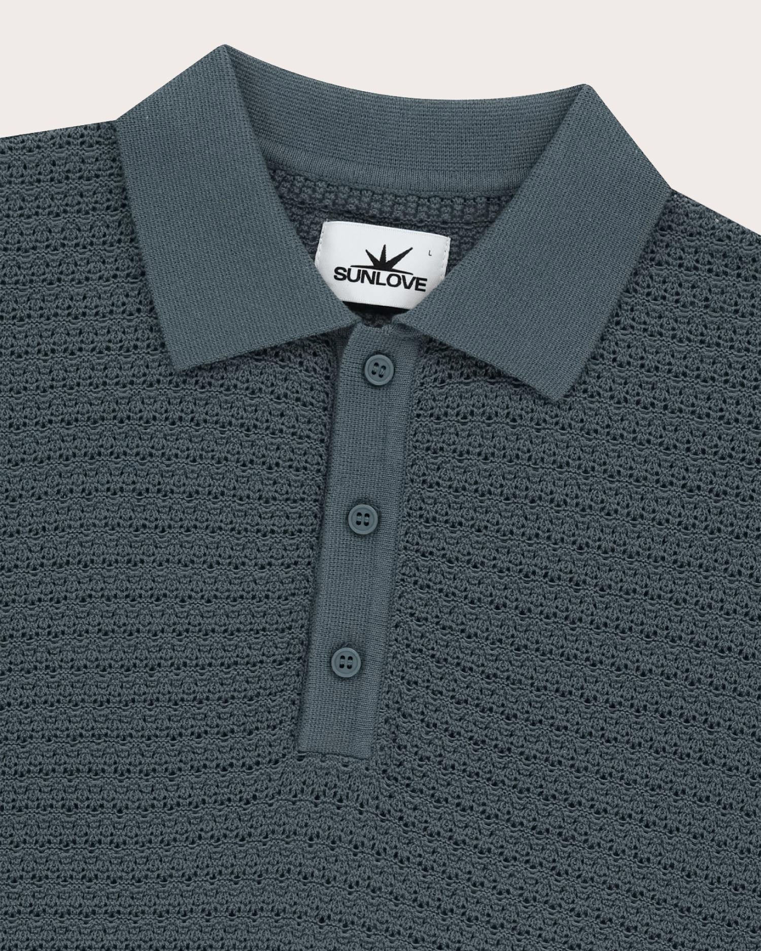 Border Crochet Knit Polo-Golf Polo Shirts-Sunlove Tour-Soft Hands Club UK