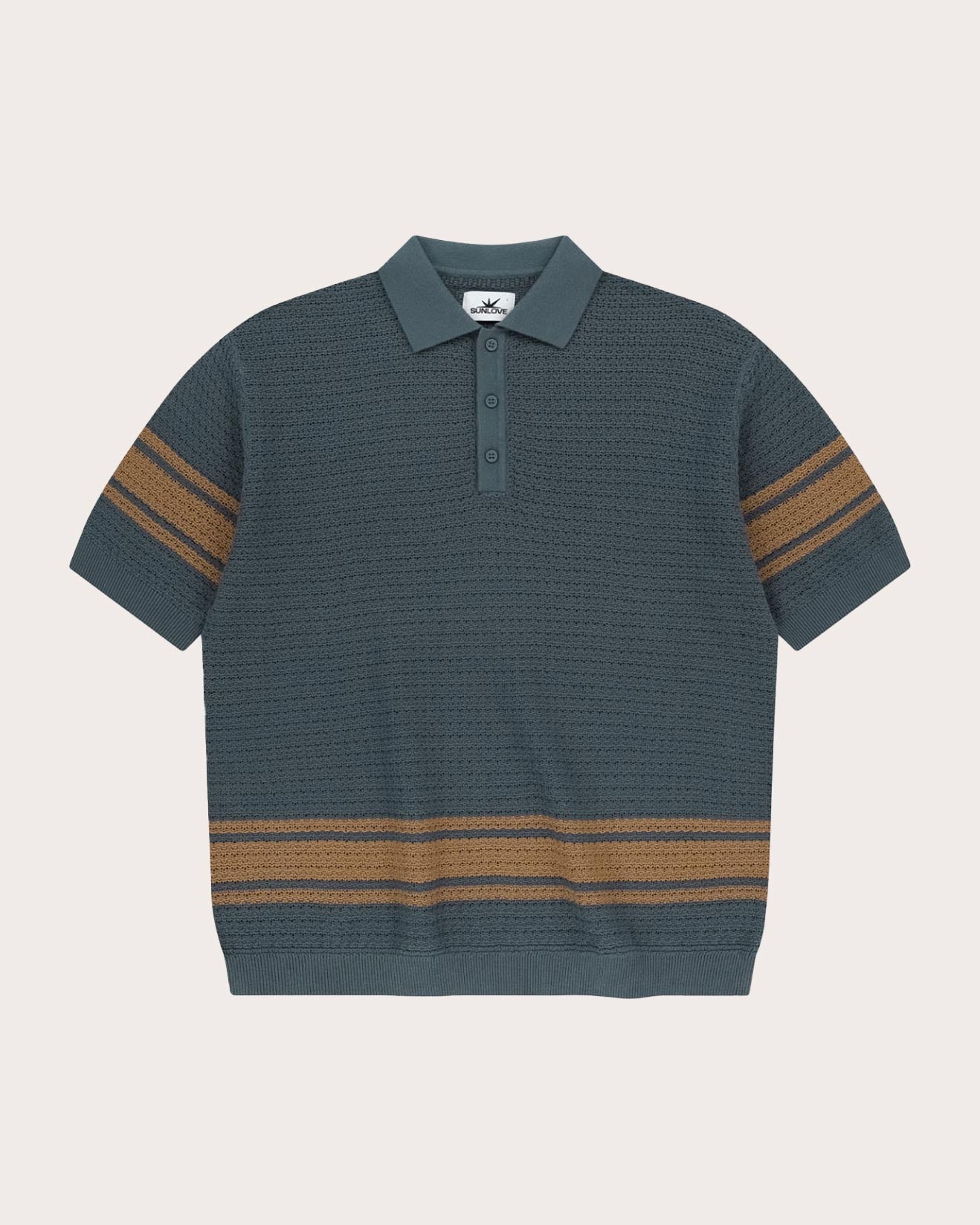 Border Crochet Knit Polo-Golf Polo Shirts-Sunlove Tour-Soft Hands Club UK